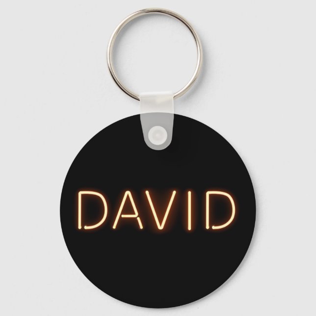 David  Name in Glowing Neon Lights Keychain (Front)