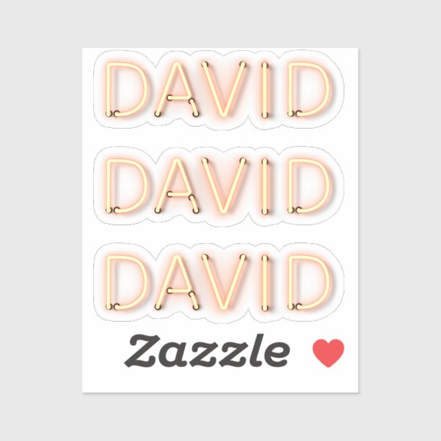 David  Name in Glowing Neon Lights Sticker (Sheet)