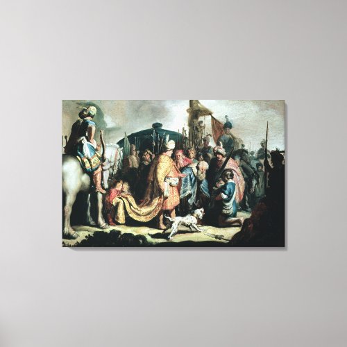 David Offering the Head of Goliath to King Saul Canvas Print