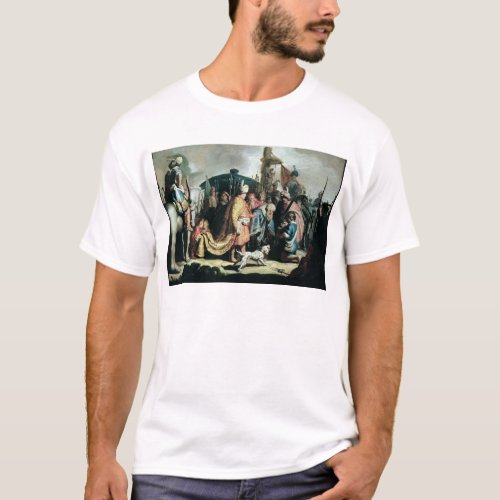 David Offering the Head of Goliath to King Saul T_Shirt