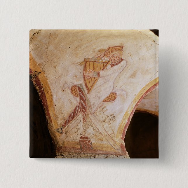 David playing on the harp button (Front)