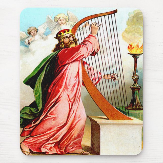 David praising god on harp mousepad (Front)
