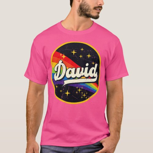 David Rainbow In Space Vintage GrungeStyle T_Shirt