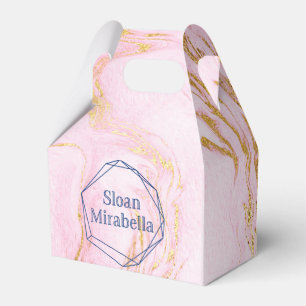 David Rose Gold Blush Pink Marble Logo Favor Boxes