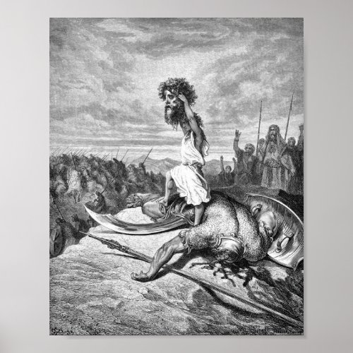 David Slays Goliath From Gustave Dore 1886 Poster