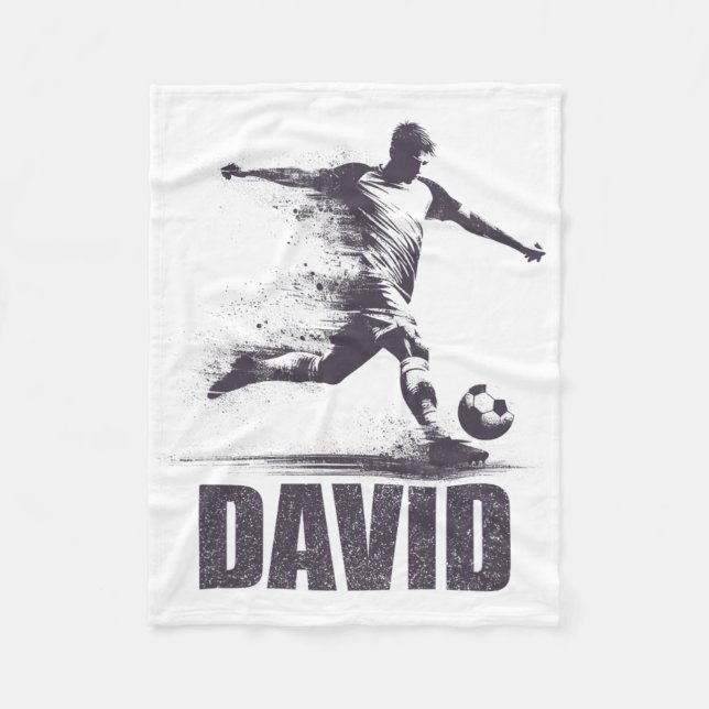 David Soccer Boys Personalized First Name David  Fleece Blanket (Front)