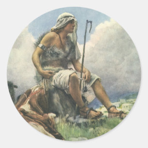David the Shepherd by Copping, Vintage Religion Classic Round Sticker