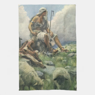 David the Shepherd by Copping, Vintage Religion Kitchen Towel