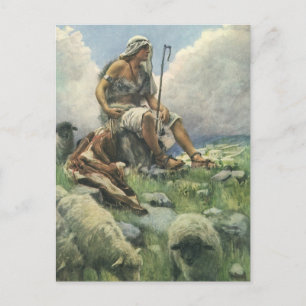 David the Shepherd by Copping, Vintage Religion Postcard