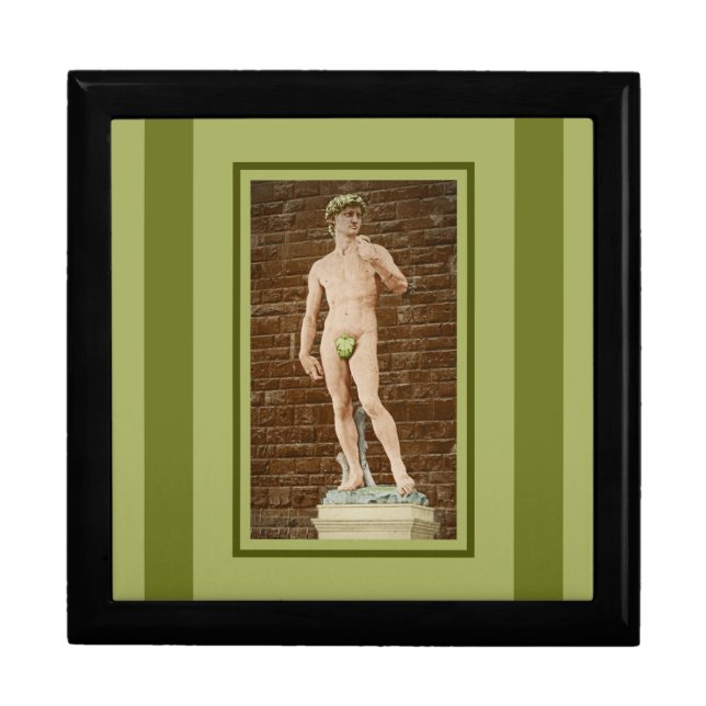 DAVID WITH FIG LEAF Ceramic Tile Gift Box (Front)