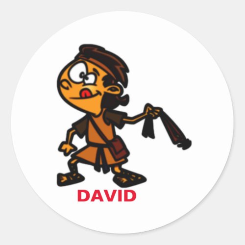 David With Slingshot Bible Story Hero Character  Classic Round Sticker