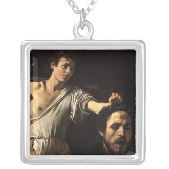 David with the Head of Goliath, Caravaggio Silver Plated Necklace (Front)