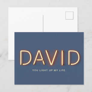 David You Light Up My Life Neon Lights Postcard
