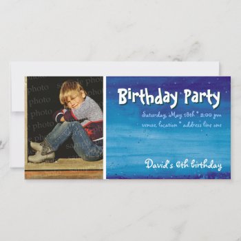 David's Birthday Party | Photo Invitation by Kidsplanet at Zazzle