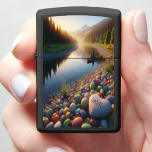 David's Sunrise River And Heart Zippo Lighter