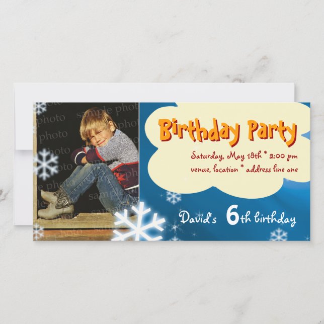 David's Winter Birthday Party Photo Invitation (Front)