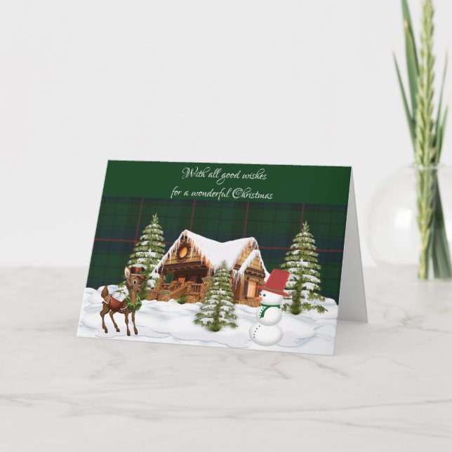 Davidson Clan Modern Scottish Tartan Christmas Holiday Card (Front)