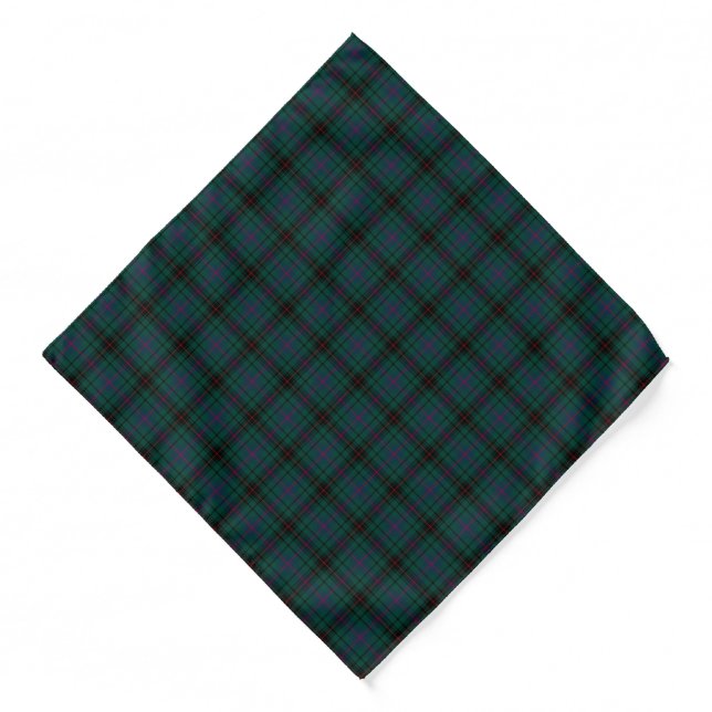 Davidson Clan Tartan Dark Green Plaid Bandana (Front)