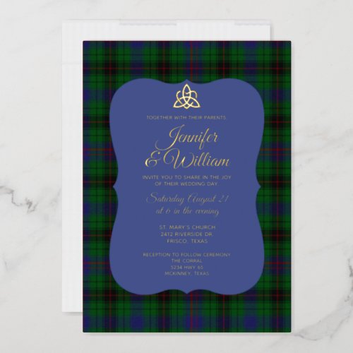 Davidson Clan Tartan Plaid Wedding  Foil Invitation