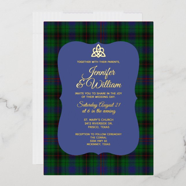 Davidson Clan Tartan Plaid Wedding  Foil Invitation (Envelope)