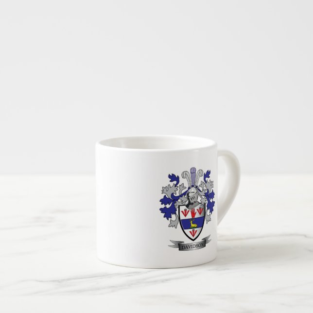 Davidson Family Crest Coat of Arms Espresso Cup (Front Right)
