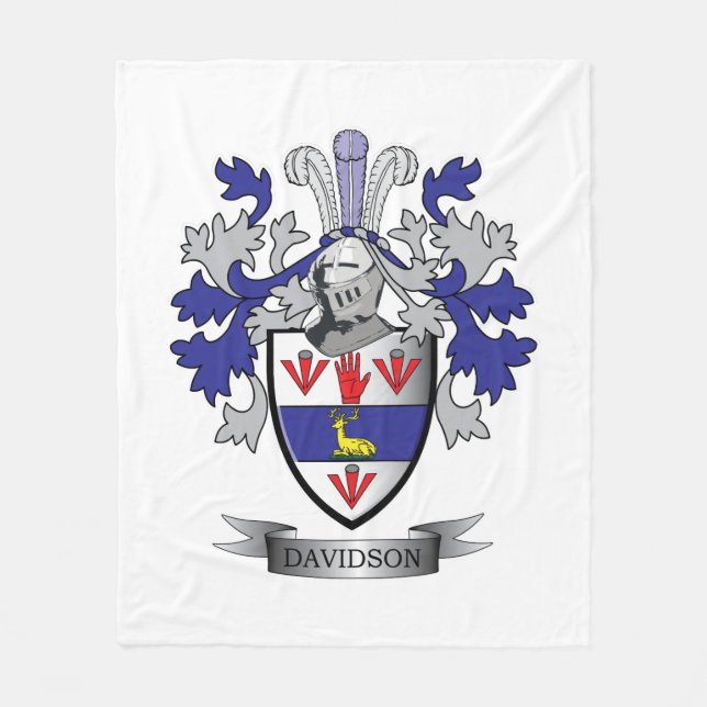 Davidson Family Crest Coat of Arms Fleece Blanket (Front)
