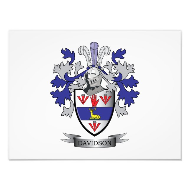 Davidson Family Crest Coat of Arms Photo Print (Front)