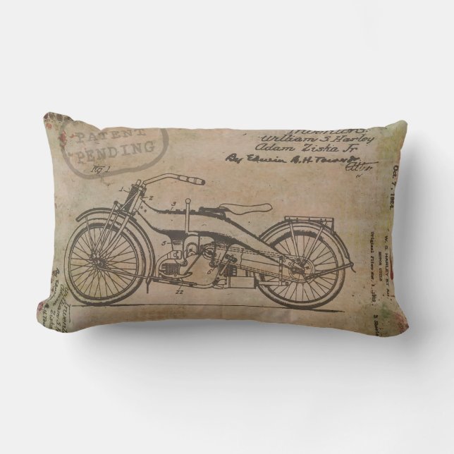  Davidson Motorcycle Patent Harley Pending Bike Lumbar Pillow (Front)