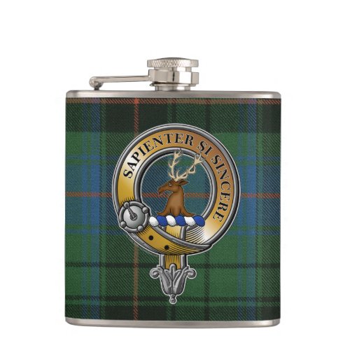 Davidson Tartan  Badge Flask