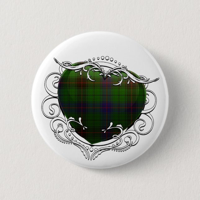 Davidson Tartan Heart Pinback Button (Front)
