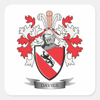 Davies Family Crest Coat of Arms Square Sticker
