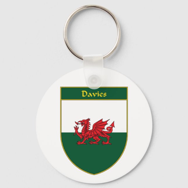 Davies Welsh Flag Shield Keychain (Front)