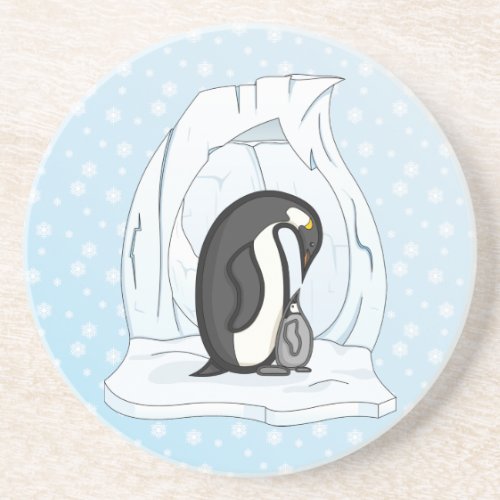 Davin and Annie the Penguins Sandstone Coaster