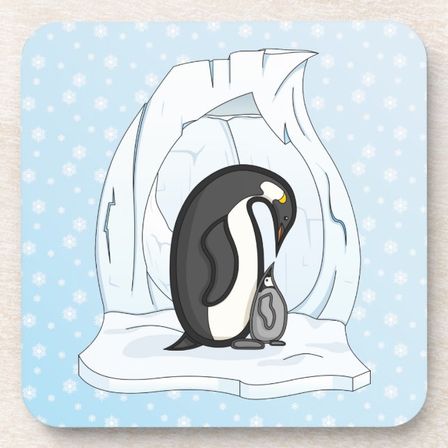 Davin and Annie the Penguins Square Coaster (Front)