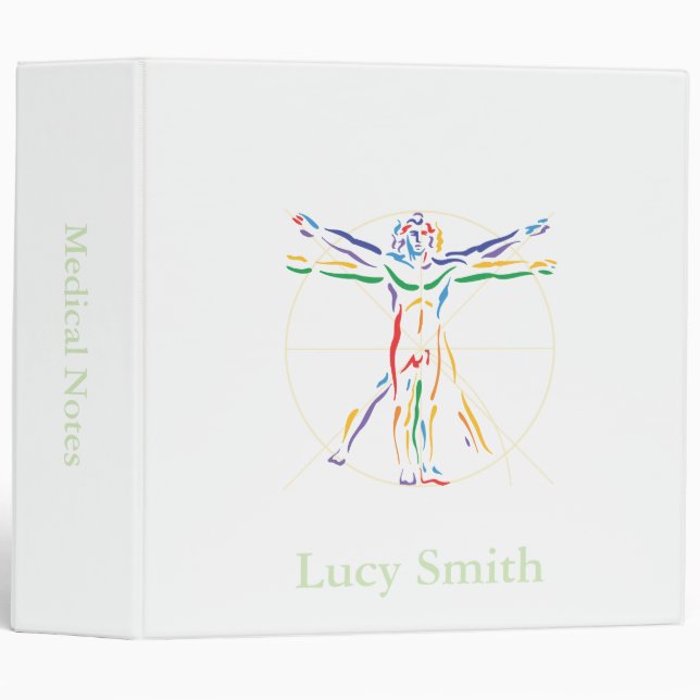 DaVinci Anatomy Man in Chakra Colors Binder (Front/Spine)