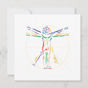 DaVinci Anatomy Man in Chakra Colors Invitation