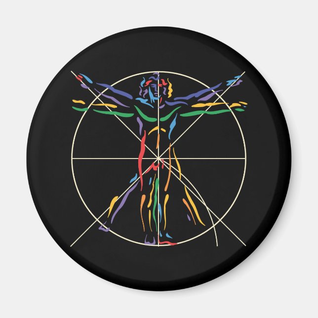 DaVinci Anatomy Man in Chakra Colors Magnet (Front)