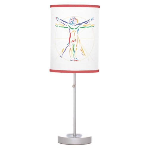 DaVinci Anatomy Man in Chakra Colors Table Lamp