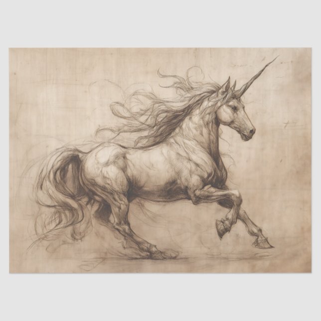 DaVinci Unicorn Sketch Tissue Paper (Front)