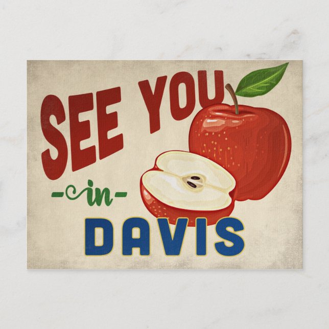 Davis California Apple - Vintage Travel Postcard (Front)