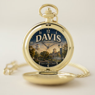 Davis California Golden State College Town Decor Pocket Watch