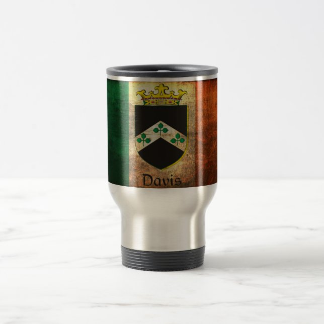 Davis Crest Irish Flag Travel Mug (Center)
