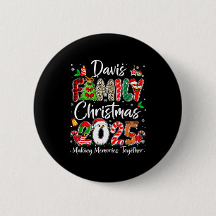 Davis Family Christmas 2025 Matching Pjs Xmas Squa Button