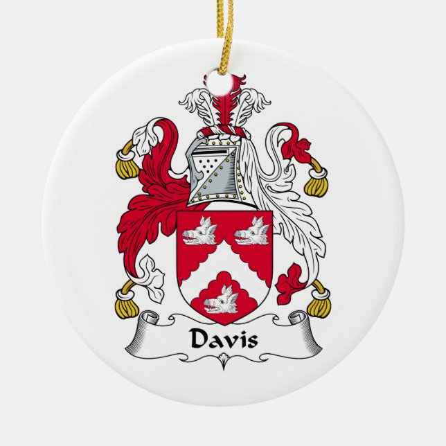 Davis Family Crest Ceramic Ornament (Front)