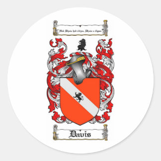DAVIS FAMILY CREST - DAVIS COAT OF ARMS CLASSIC ROUND STICKER