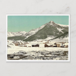 Davos, Dorfli and Seehorn, in winter, Grisons, Swi Postcard