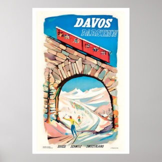 Davos Parsenn Switzerland Vintage Ski Poster Gift
