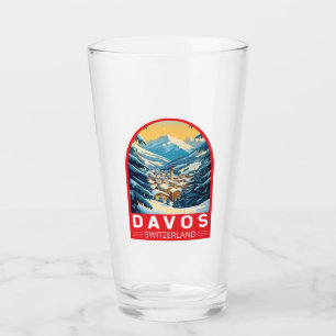 Davos Switzerland Travel Art Emblem Glass
