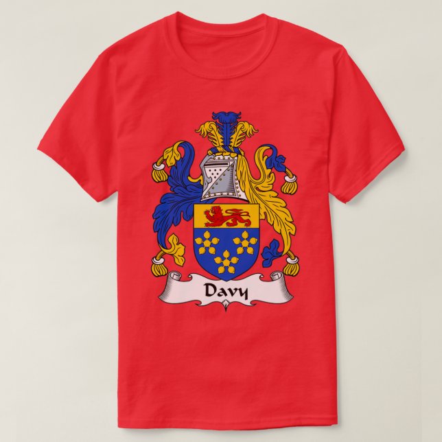 Davy Coat of Arms Family Crest  T-Shirt (Design Front)