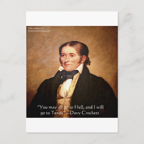 Davy Crockett Going To Texas Humor Quote Postcard